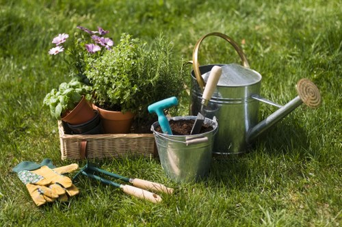 Hedge trimming and turfing work in a Victorian back garden